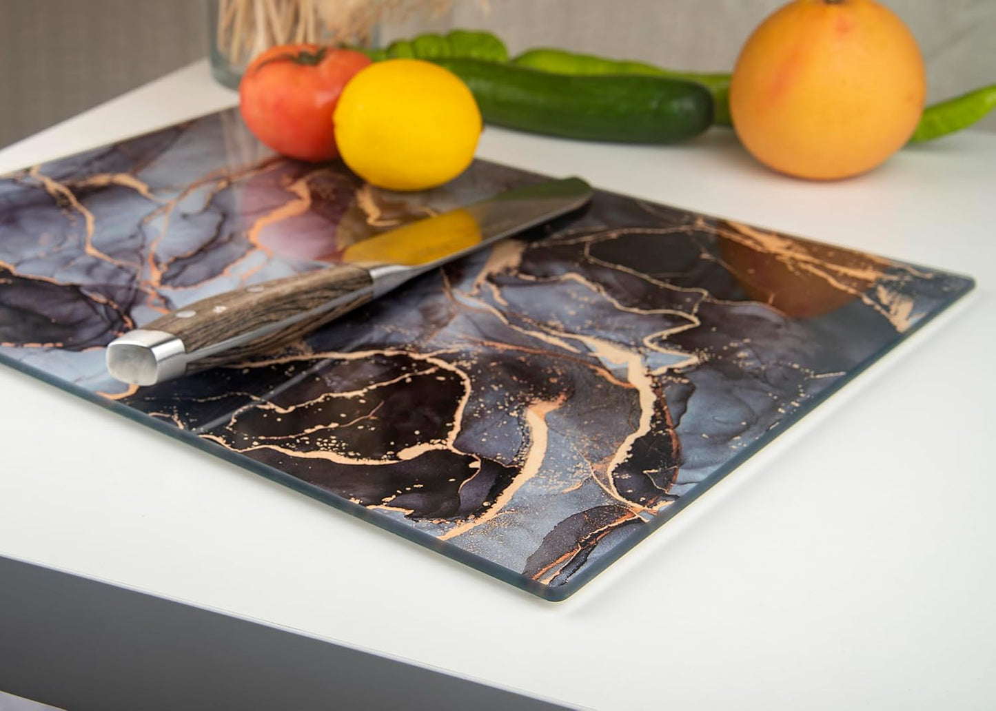Kitchenville Glass Cutting Board 20”x16”: Tempered Glass Kitchen Counter Protector - Durable- Scratch-Resistant, Heat-Proof - Clear Design