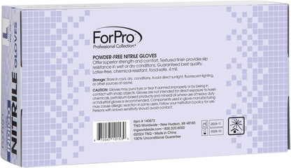 ForPro Disposable Nitrile Gloves, Chemical Resistant, Powder-Free, Latex-Free, Non-Sterile, Food Safe, 4 Mil