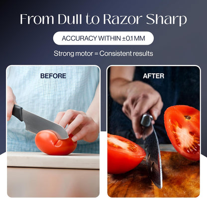 Electric Knife Sharpener for Kitchen Knives, 3-Stage Diamond Sharpening System with Guided Angle, Stable Suction Base, Fast & Safe Knife Sharpening for Home Cooks