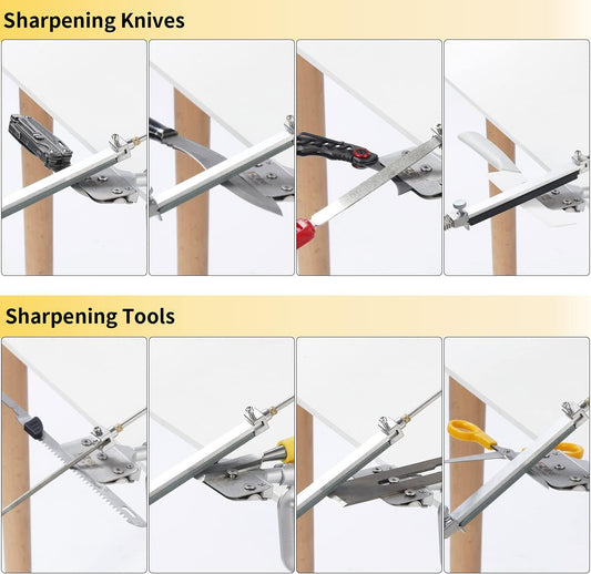 CWOVRS Knife Sharpening System, RX-008 Professional Knife Sharpener, 360° Flip Rotation, Upgraded Metal Fixed Angled Knife Sharpener, Kitchen Chef Knife Sharpening Kit with 10 Stones
