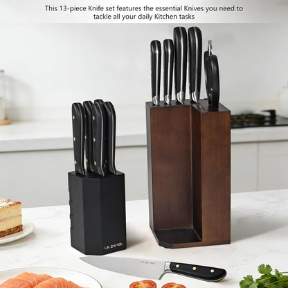 14-Piece Kitchen Knife Set with Detachable Block, High Carbon Stainless Steel Dishwasher Safe Knives, Includes Chef, Santoku, Bread, Steak Knives for Home Kitchen,White