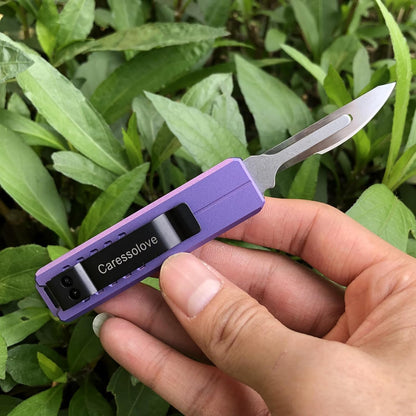 Automatic Utility Knife, Safety Auto Box Cutter Retractable, EDC Push Button Exacto Scalpel Knife, 10PCS #23 Razor Blades Pocket Knives with Clip