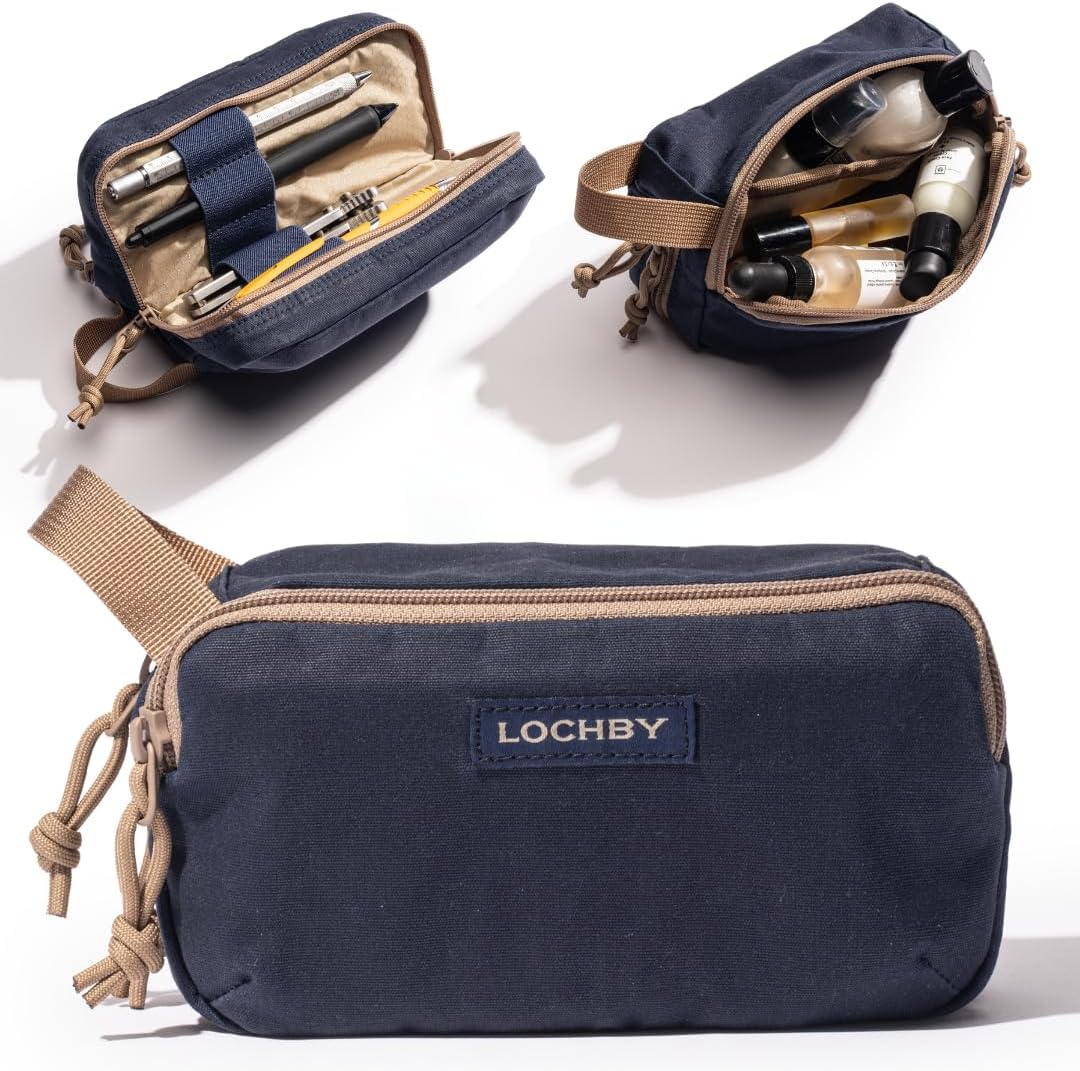 LOCHBY® Venture Pouch | Multipurpose Tactical Tool Bag | Water Resistant Waxed Canvas | Dual-Sided Zipper Pouch | for Motorcycle, Bike, EDC, Pen, Pencil, Art, Tech & Travel