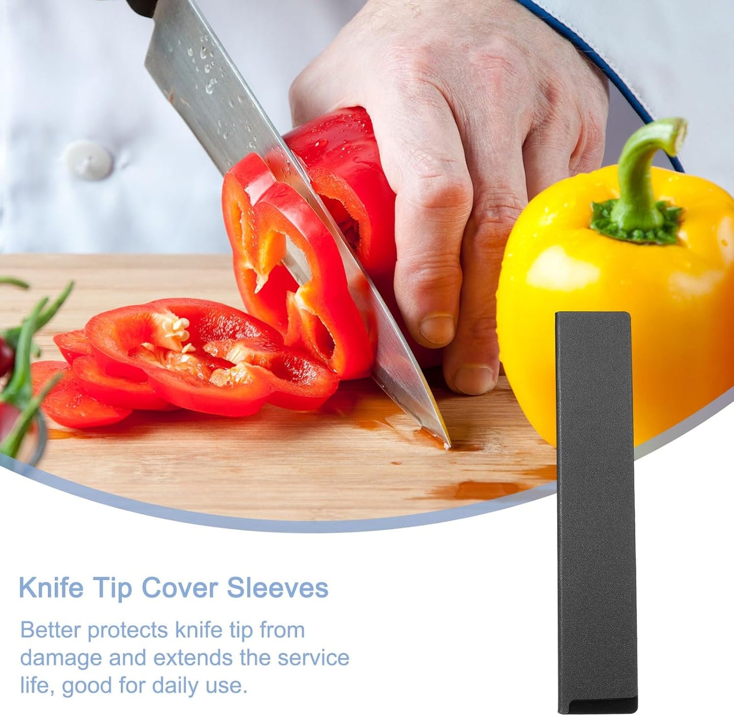 uxcell 2 Pcs Knife Tip Guards 6.5"x 2" ABS Knife Cover Sleeves Knife Case Blade Protector Universal Knife Sheath for Home Kitchen Knife, Black