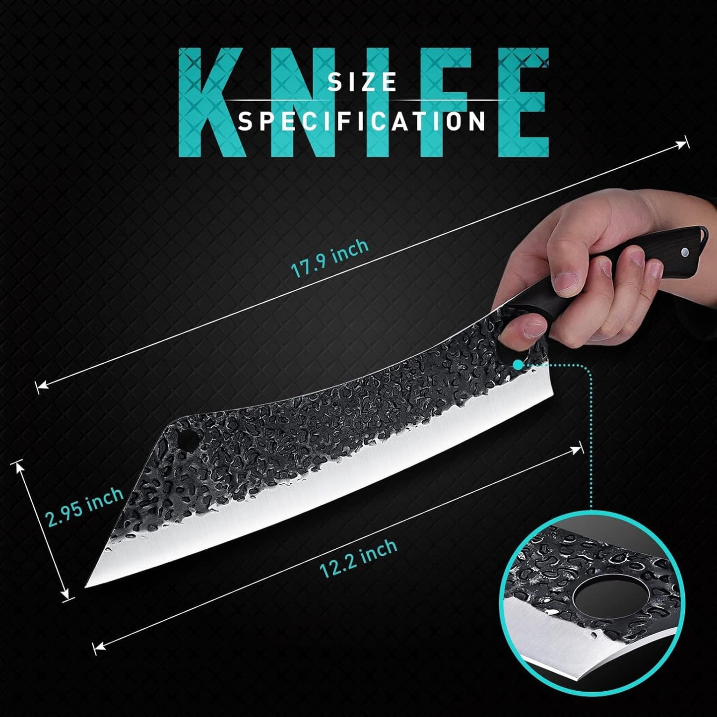 PURPLEBIRD Japanese Brisket Slicing Knife 11" - Butcher Knife for Meat Cutting Chopping, Heavy Duty Meat Knives Full Tang, Sharp BBQ Knives for Turkey Grilling Smoker, Ideal Gifts for Men Women