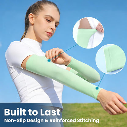 Mochabao 8 Pairs Soft Arm Sleeves, UV Sun Protection Cooling Compression Arm Covers for Outdoor Work, Sports, Men & Women
