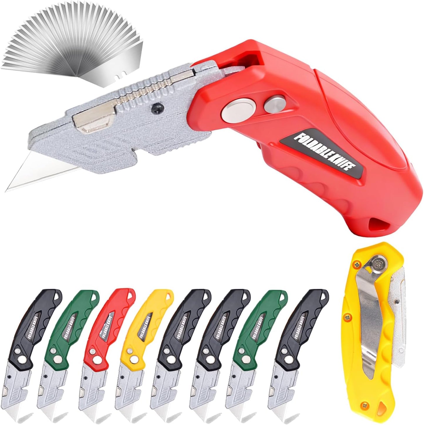 10Pcs Folding utility Knives & 30Pcs Blades Set for Crafts, Heavy Duty Retractable Box Cutters, Exacto Knife, Paper Cutter (Heavy Utility Knife)