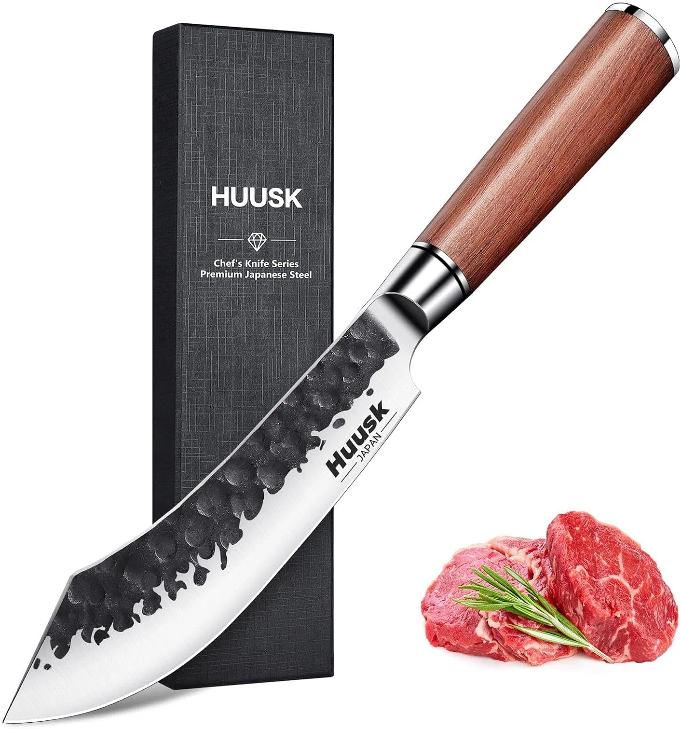 Huusk Brisket Slicing Knife 12", Hand-forged Carving Knife for Meat Cutting, High Carbon Steel Brisket Trimming Knives, Japanese Meat Slicing Knives for Turkey BBQ, Gifts Idea for Men & Women