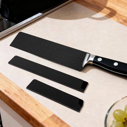 3pcs Knife Sheath, 3 Sizes Black ABS Chef Knife Cover with Felt Lining Knives Edge Guard Universal Protector for 5-8 Inch Kitchen Secure Storage Travel Blade Sleeves Accessories(5in+8in+8in)