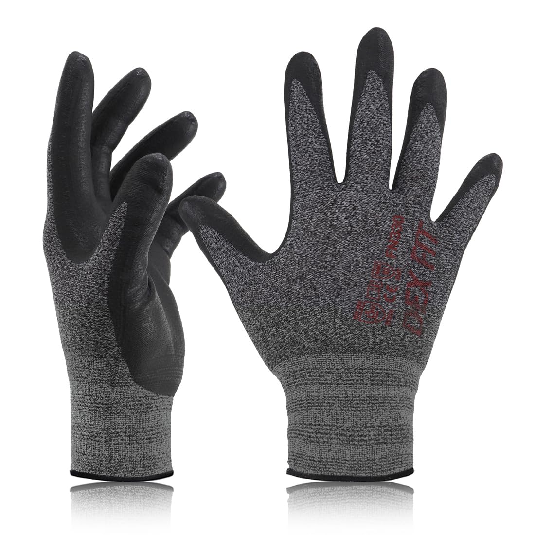 DEX FIT Nitrile Work Gloves FN330, 15-Gauge 3D Snug Stretch Fit, Touchscreen, Power Grip in Wet & Oily Conditions, Mechanic & Warehouse, Men & Women, Black, M, 3 Pairs