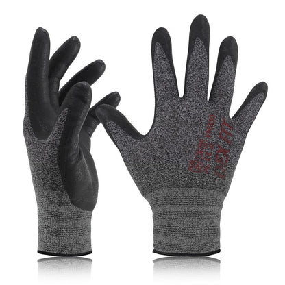 DEX FIT Nitrile Work Gloves FN330, 15-Gauge 3D Snug Stretch Fit, Touchscreen, Power Grip in Wet & Oily Conditions, Mechanic & Warehouse, Men & Women, Black, M, 3 Pairs