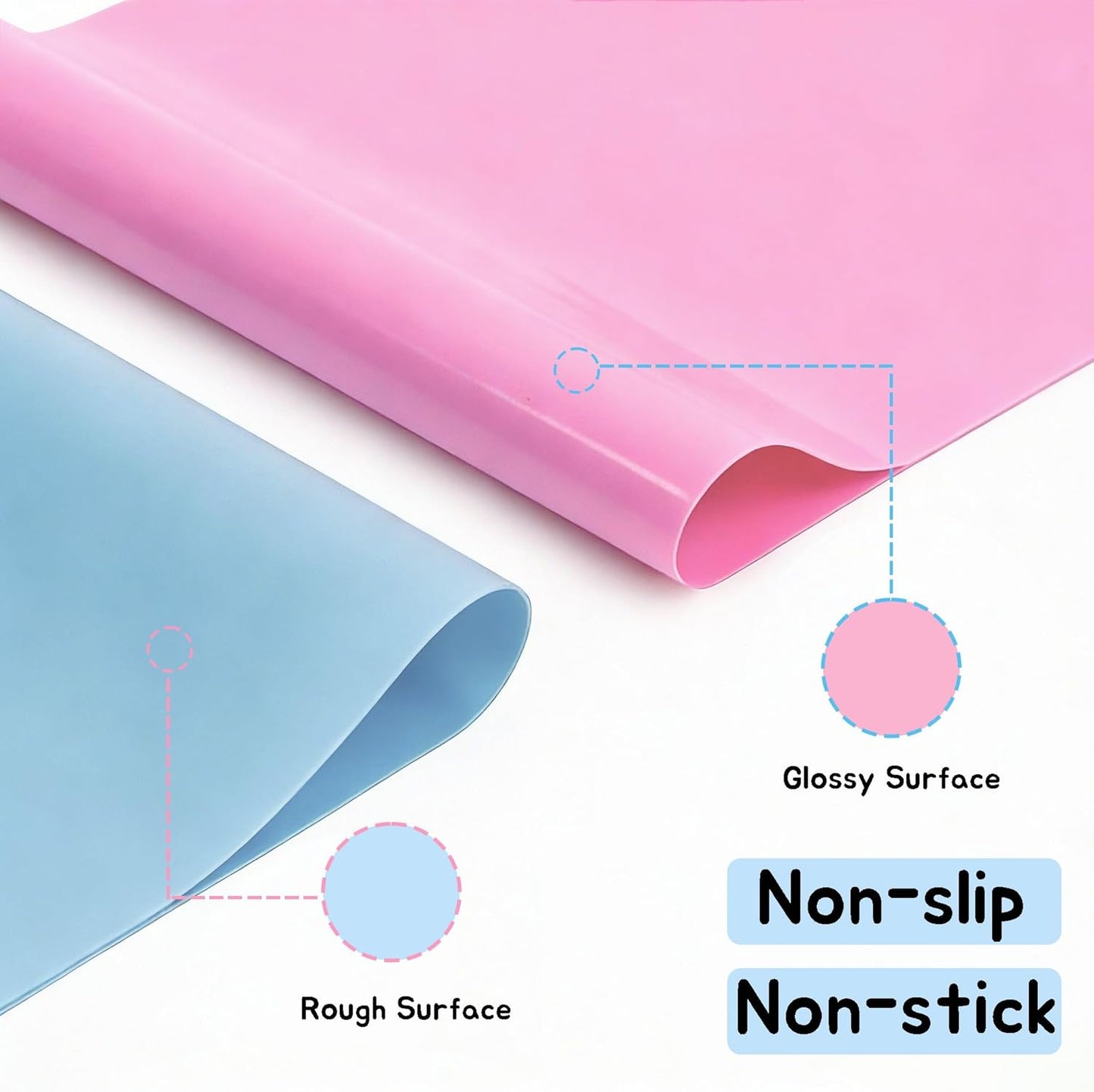 Clear Silicone Mats for Crafts: Translucent Non-slip Heat Resistant 11.8×15.75In (2/Pack) Silicone Placemats for Jewelry, Epoxy Resin,Glitter Slime, DIY Sheet, Nail Art, Countertop Protector Pad