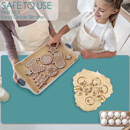 Extra Large Dark Green Countertop Mat - Silicone Table Kitchen Desk Mat - Non-Slip & Heat Resistant - Dinner Placemat Pastry Dough Rolling Mat - Colors B