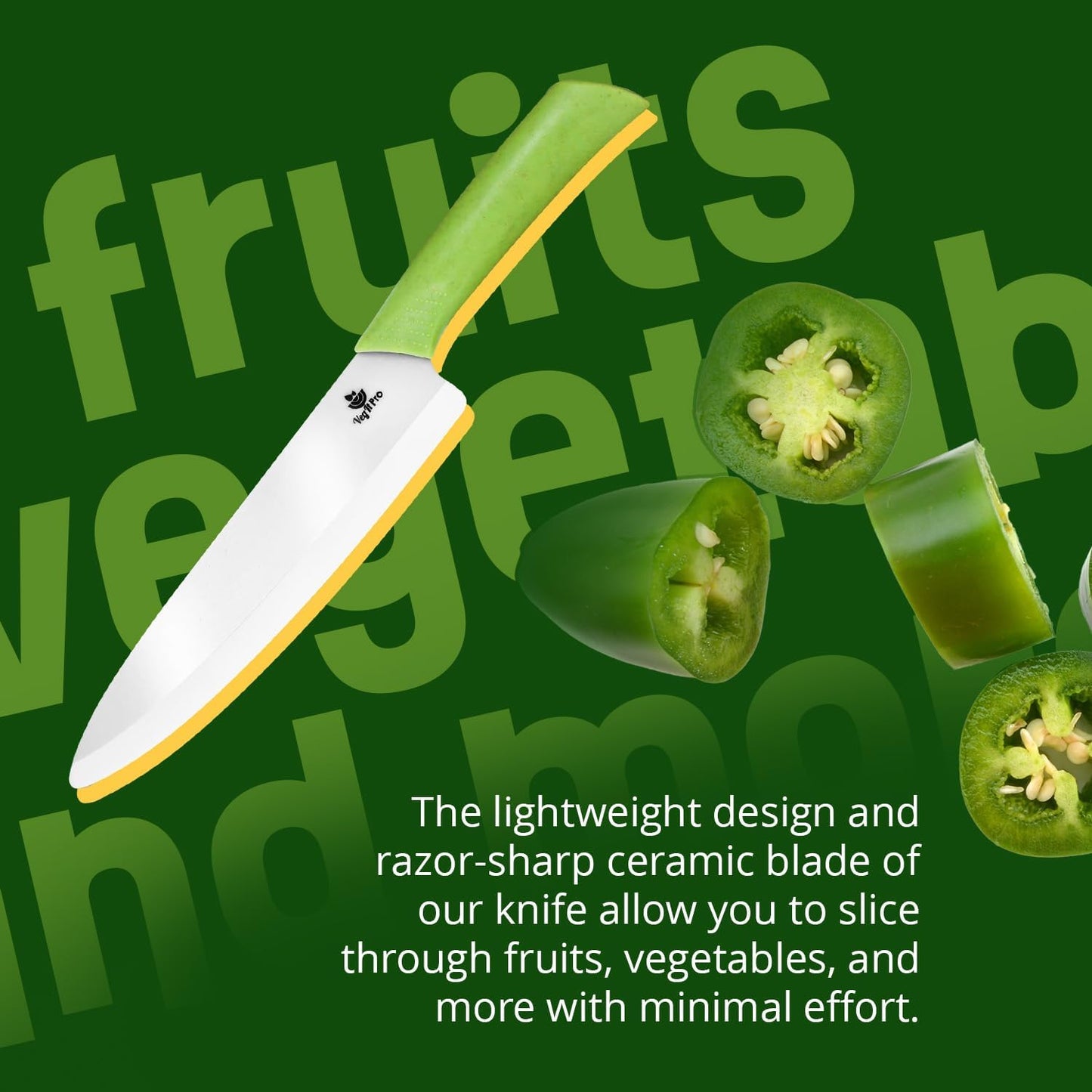 Ceramic Knife Set with Ergonomic Handle, Non-Reactive and Professional Chopping Knife Featuring Sharp, Rust-Proof Blades for Cutting Vegetables & Fruits, Durable Ceramic Kitchen Knives Set 6” & 4”