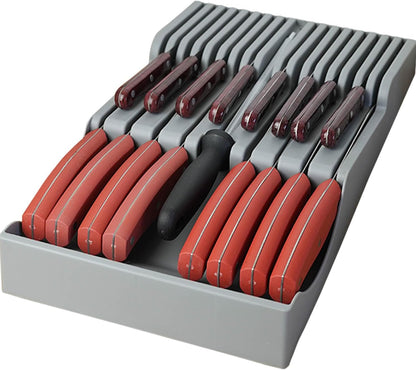 Drawer Knife Organizer, Kitchen Plastic Drawer Knife Block Holder Storage Sets for 16 Knives and 1 Sharpening Steel Extra Large Steak Chefs Knives Holder