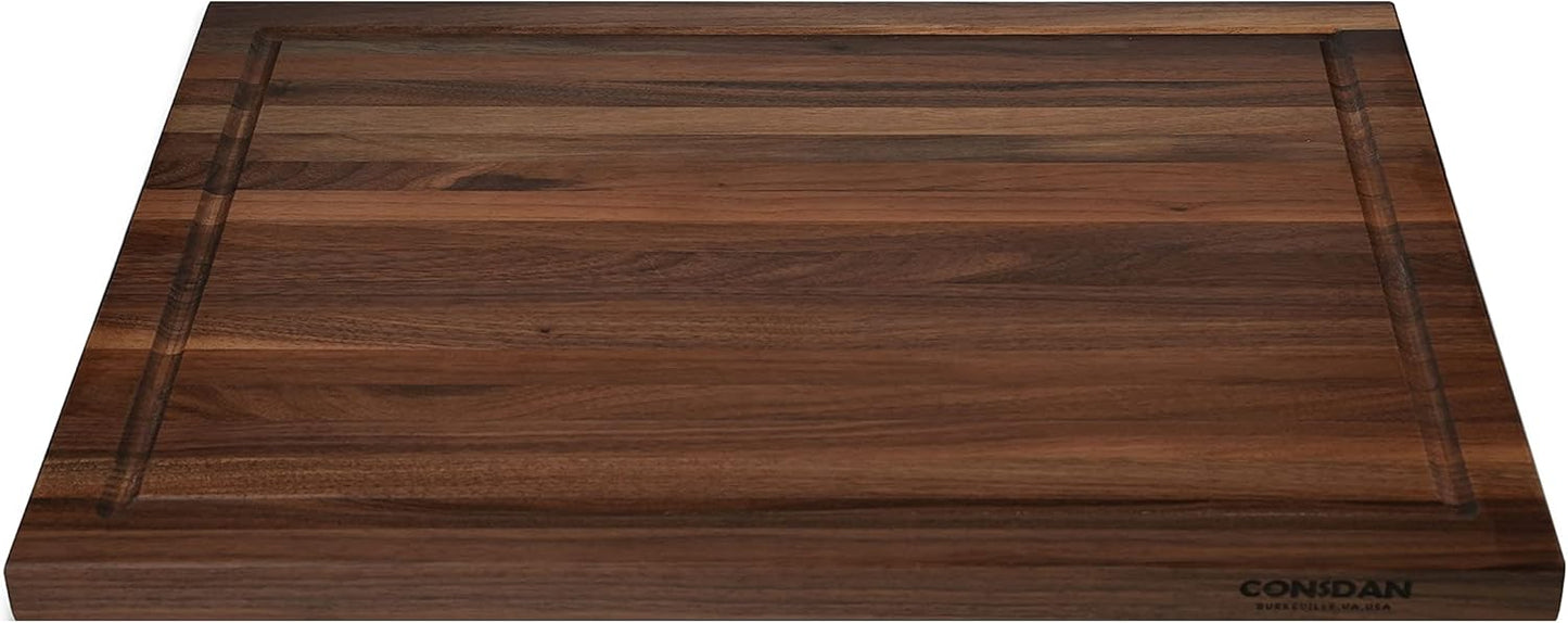 CONSDAN Walnut Cutting Board for Kitchen, USA Grown Hardwood, 20 x 15, with Invisible Inner Handle, Prefinished with Food-Grade Oil, Suitable for Kitchen Edge Grain, 1" Thick