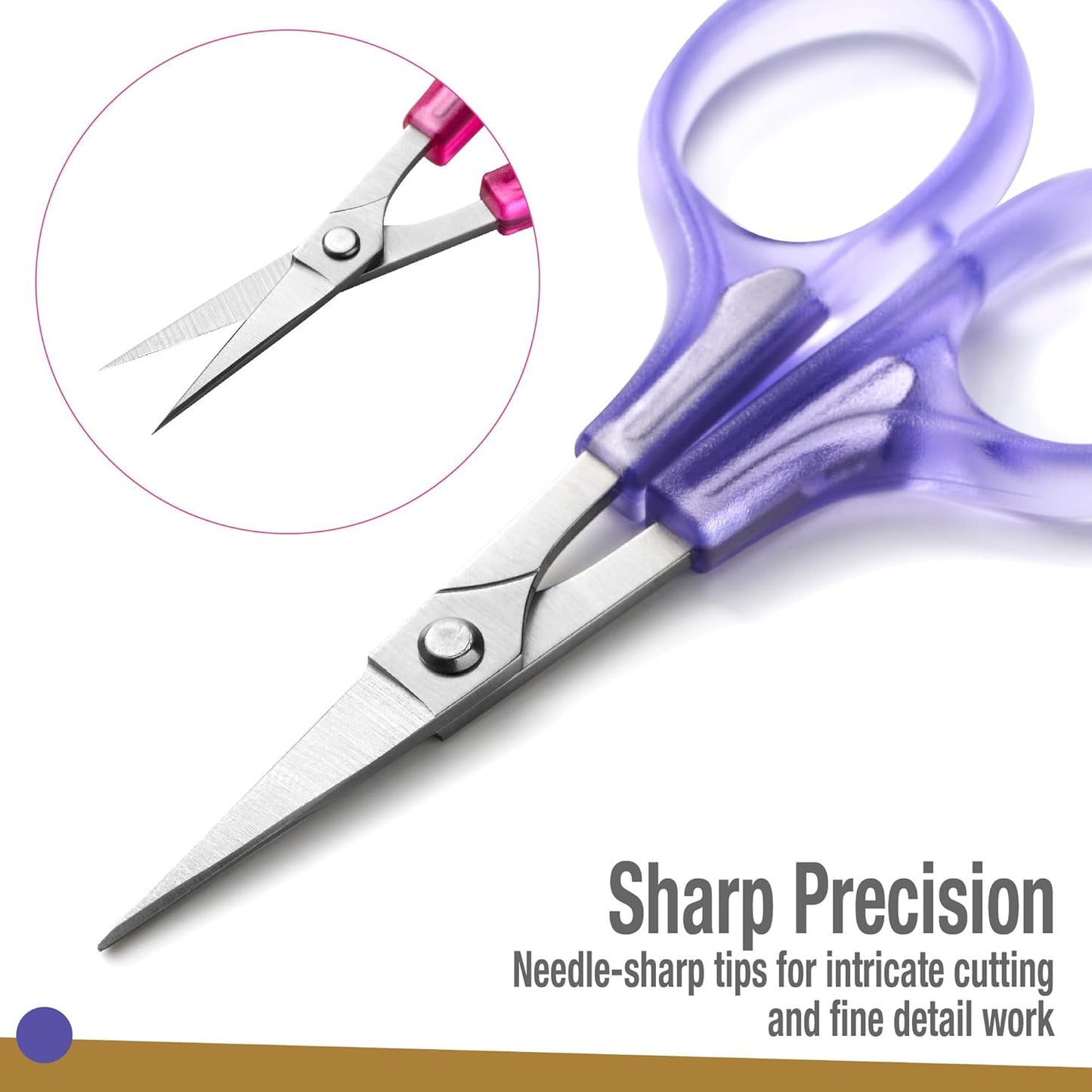 Beaditive High Precision Detail Scissors Set (2-Pc) Sharp, Fine Tips | Paper Cutting, Scrapbooking, Sewing, Crafting | Stainless Steel | Protective Cover (Pastel)