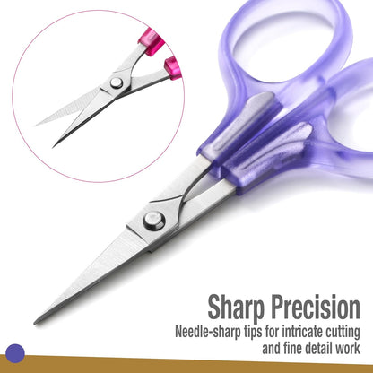 Beaditive High Precision Detail Scissors Set (2-Pc) Sharp, Fine Tips | Paper Cutting, Scrapbooking, Sewing, Crafting | Stainless Steel | Protective Cover (Pastel)