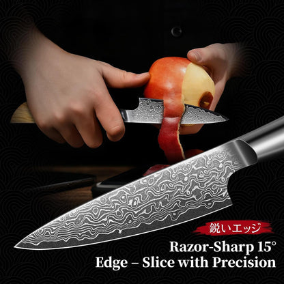 TIVOLI Japanese Gyuto Knife 10 Inch– VG-10 Damascus Chef Knife with Razor Sharp Blade and Ergonomic Olive Wood Handle, Ideal for Meat, Vegetables & Daily Cooking
