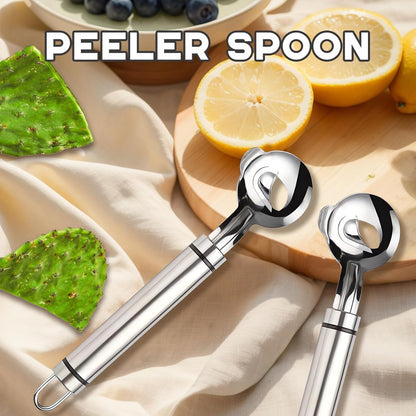 Spoon Cactus Peeler Tool, Stainless Steel Peeler Cactus, Cuchara Peladora De Nopales Tool Noodle Cutter Knife With Hole with Long Handle