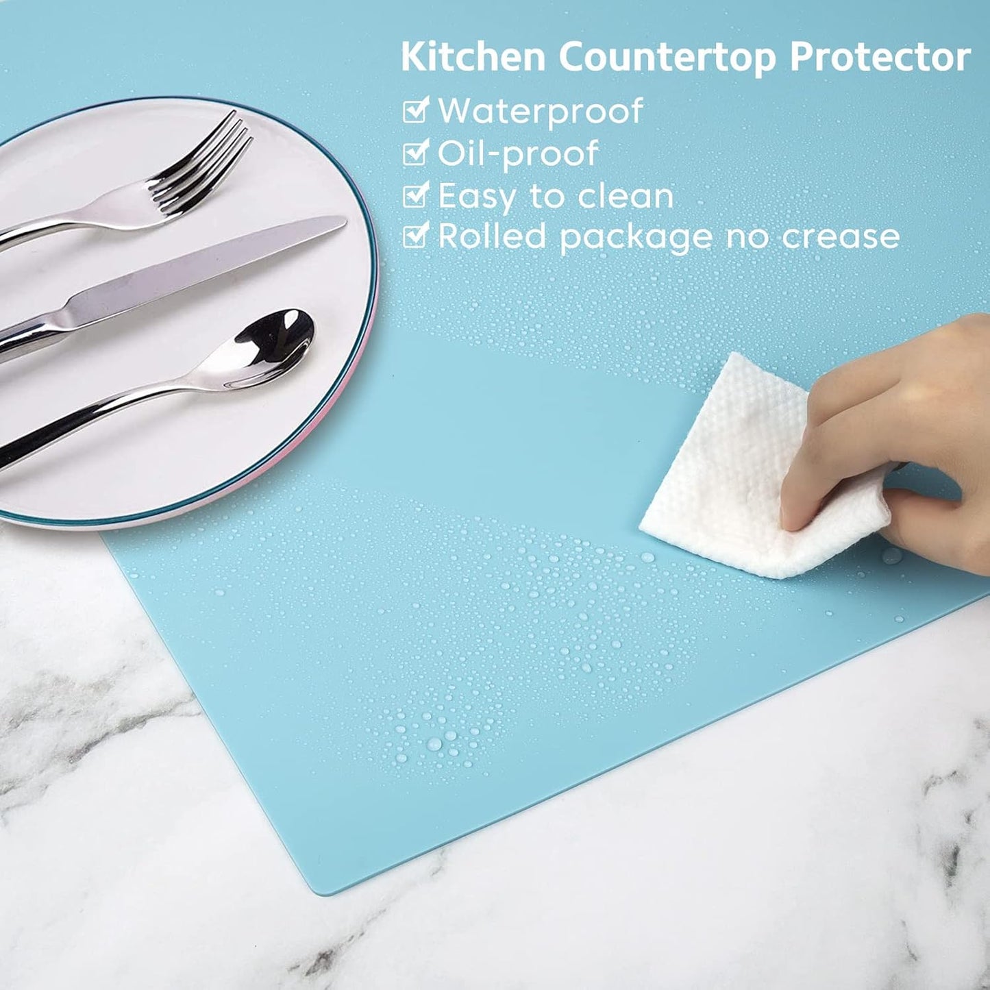 Silicone Mats for Kitchen Counter Thicker Extra Large Heat Resistant Mats Countertop Protector Liners for Bottom of Oven Air Fryer Coffee Maker, 24" x 16" x 2 mm, Translucent