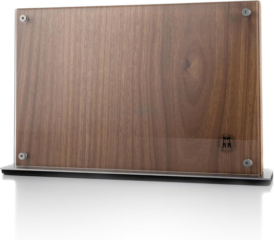 Schmidt Brothers - Honeycomb (Acacia Hex) Downtown Magnetic Knife Block, Acacia Hardwood and Acrylic Shield, Universal Cutlery Storage For 16-18 Knives