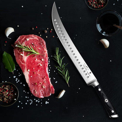 10" Bread Knife - Sourdough Slicing Knife Professional 5Cr15MoV Stainless Steel Serrated Knives, Ergonomic Wood Handle & Full Tang Design, Gift Box Included (Single-Edge