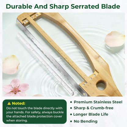 Adjustable Bread Slicer for Homemade Bread, 16.5'' Sourdough Bread Knife with Magnetic Adjustment Mechanism 5 Thickness Guides, Stainless Steel Serrated Bread Cutter for Bagels, Baguettes and More