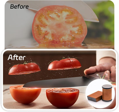 Bladeon Knife Sharpener, Rolling Knife Sharpener, with Magnetic Angle Guide, Diamond and Ceramic Sharpening Stones for Kitchen and Chef Knives, with 15 and 20 Degree Angles (1 set)