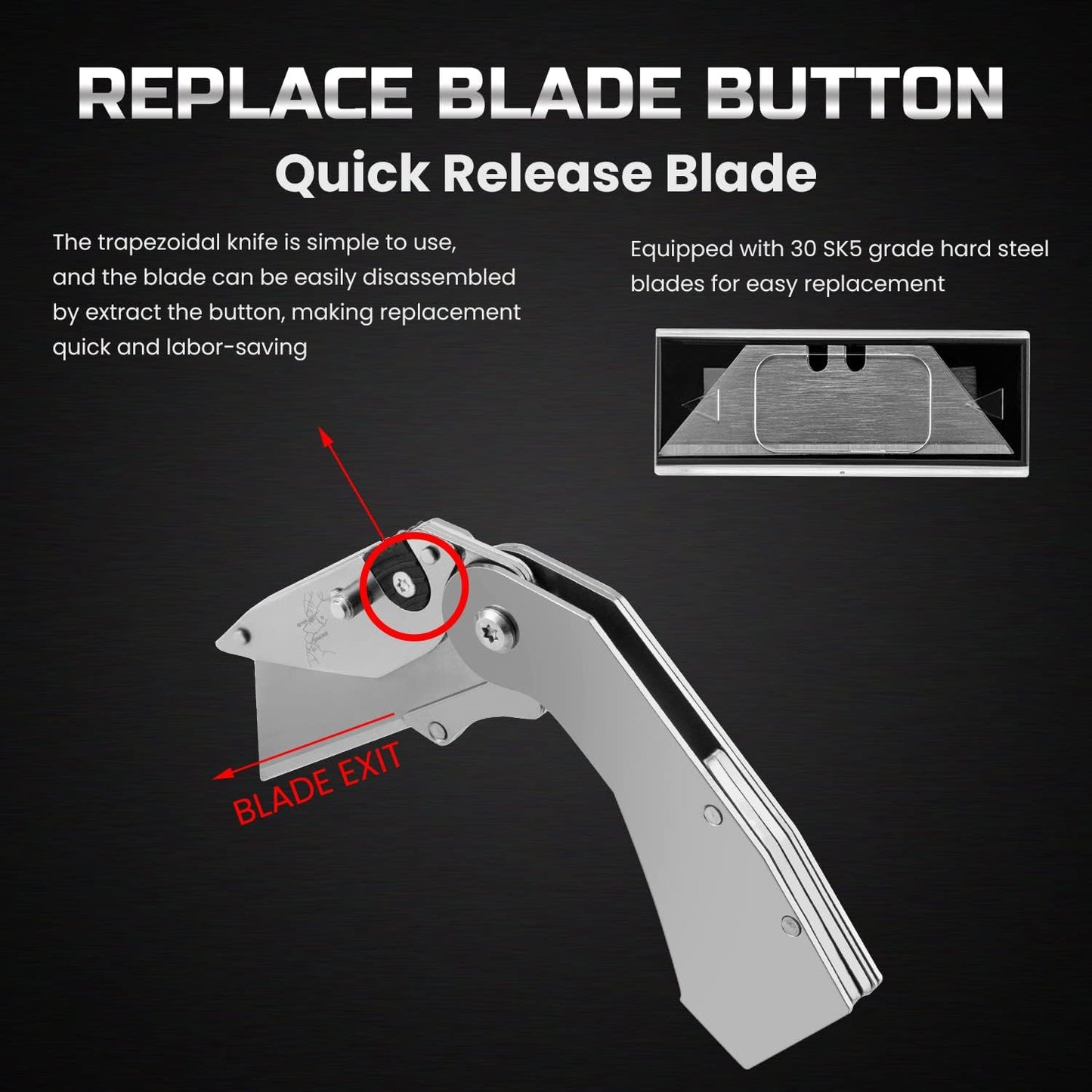 Lichamp 6-Pack Folding Utility Knife, Quick-Change Box Cutter with Razor Blades & Belt Clip, Portable Construction Tool for DIY, Outdoor & Warehouse Use, Black