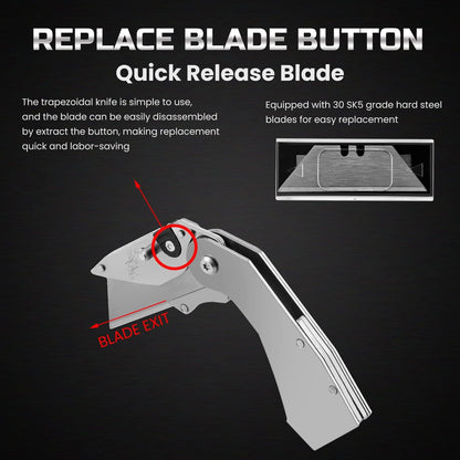 Lichamp 6-Pack Folding Utility Knife, Quick-Change Box Cutter with Razor Blades & Belt Clip, Portable Construction Tool for DIY, Outdoor & Warehouse Use, Black