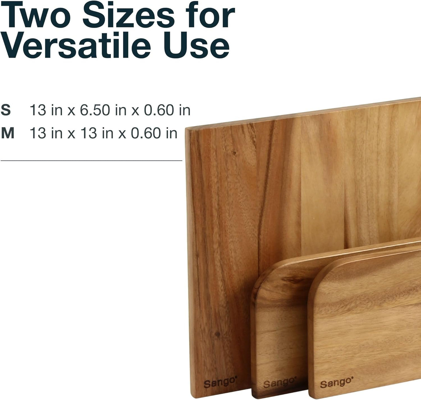 Sango Acacia Cutting Board Set with Juice Grooves and Partitions for Serving, 3-Piece- Wood Chopping Boards, Stackable & Reversible for Kitchen, Non-Toxic, Perfect as Butcher Block Countertop, Atelier