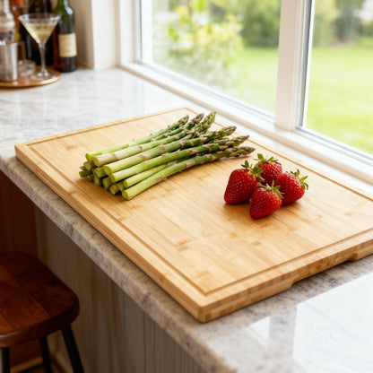 Utoplike Extra Large XXXL Bamboo Cutting Board 24 x16 Inch, Largest Wooden Butcher Block for Turkey, Meat, Vegetables, BBQ, Over the Sink Chopping Board with Handle and Juice Groove, Thickness 1.25"