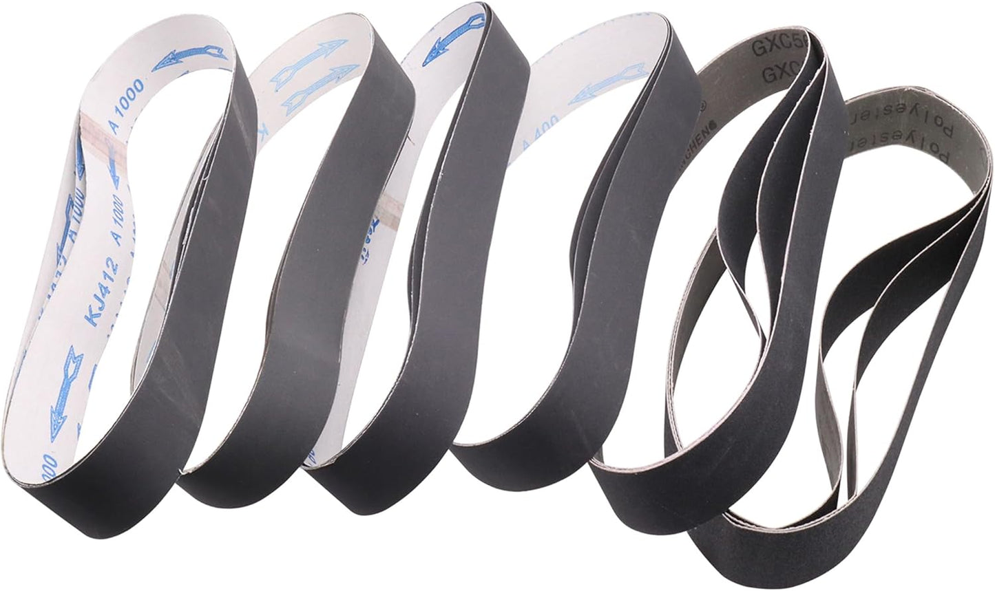1x30 Inch Silicon Carbide Sanding Belts, 4 PCS Each of 80,120, 240, 400, 800,1000 Grits Knife Sharpening Belt Kits for 1 x 30 Inch Belt Sander, 24 Pack