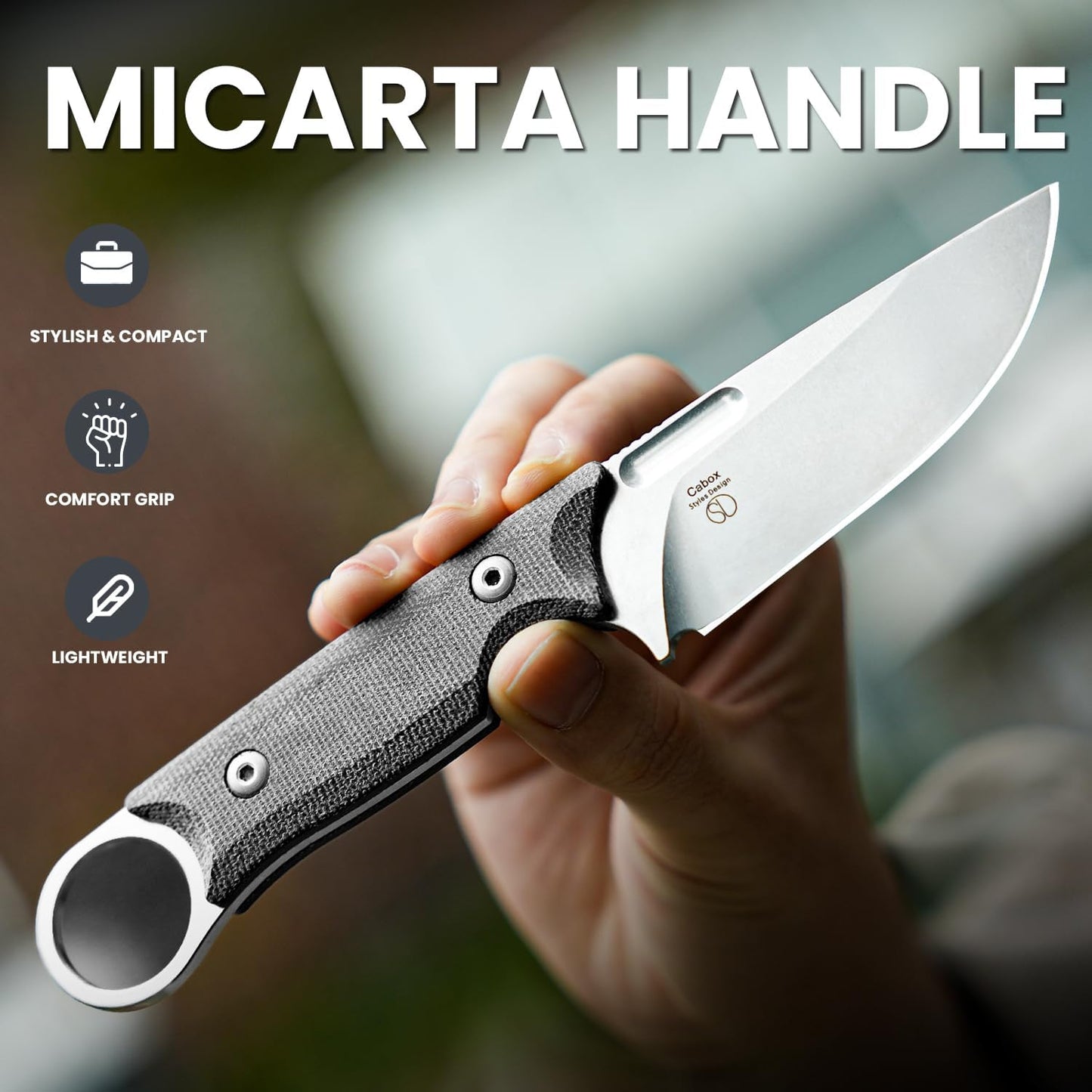 Kizer Cabox Fixed Blade Knife, 3.36" D2 Steel Fixed Blade Hunting Knife G10 Handle with Sheath, Survival Camping Knives 1048A3