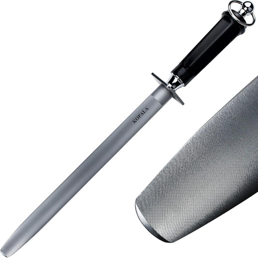 Sharpening Steel Knife Sharpener Rod Flat 12 Inches Honing Steel for Knives Dark