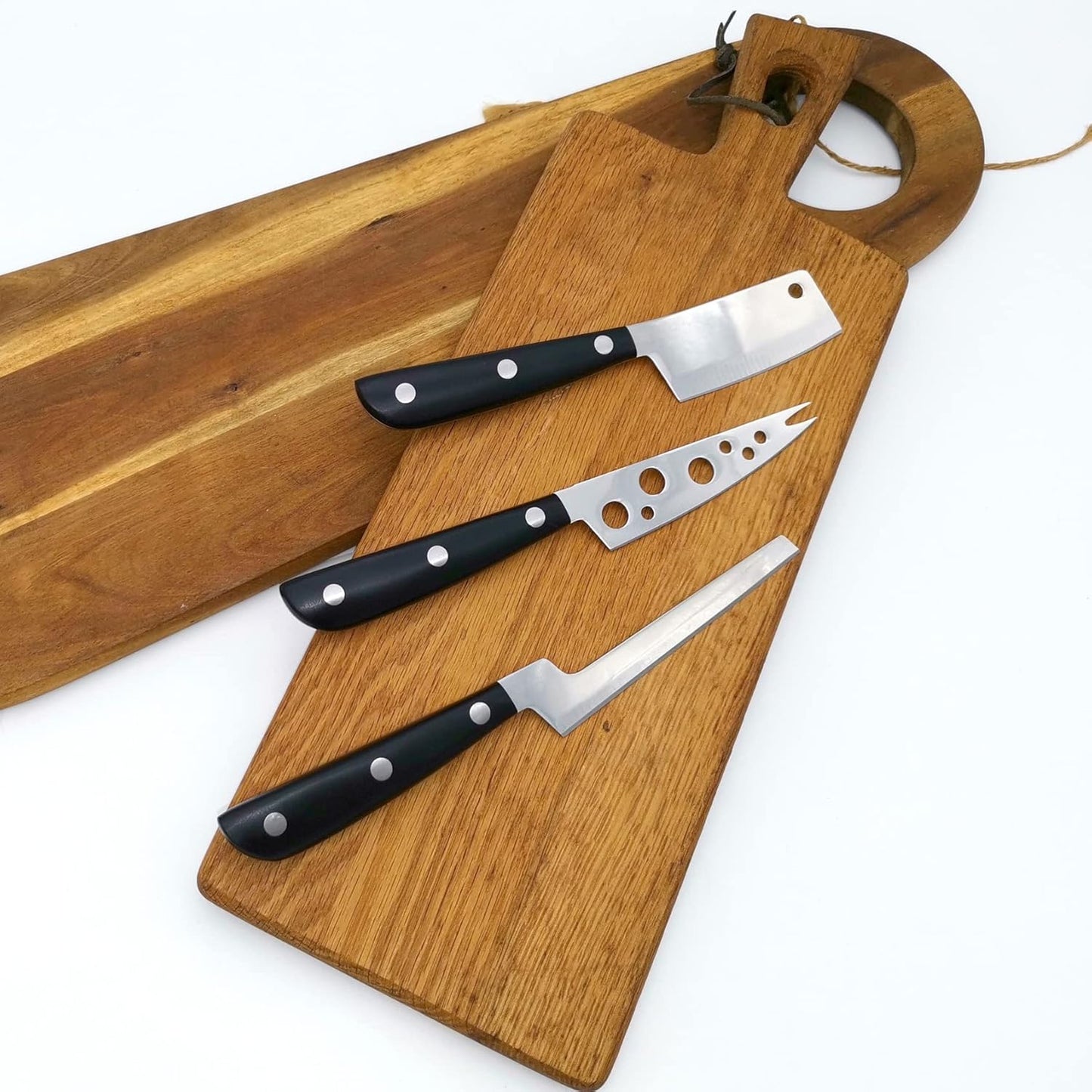 Cheese Knife, MATTSTONE HILL Cheese Knives Set - Soft & Semi Hard Cheese Knife, Soft Cheese Slicer, Cheese Cleaver, Hard Cheese Cutter, Premium Stainless Steel, Wood Handle