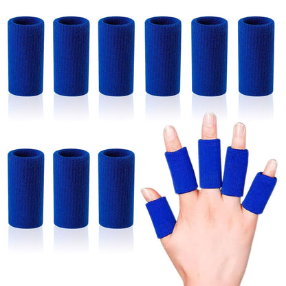 Finger Sleeves Protectors, 10Pcs Sport Finger Sleeves Elastic Thumb Brace Support for Basketball Golf Premium Fingers Sleeve for Arthritis Perfect for Relieving Pain (10PCS black set)