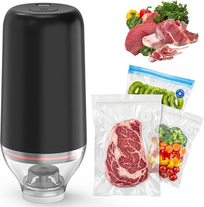 Handheld Vacuum Sealer, Sous Vide Vacuum Pump, Rechargeable Hand Held Vacuum Sealer for food Storage, Camping, Sous Vide, Reusable Vacuum Bags Compatibility, White(Pump Only)
