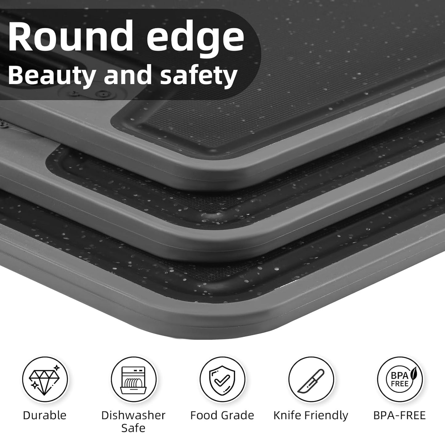 4 Piece Plastic Cutting Board Set for Kitchen Dishwasher Safe,Food Safety, Non-Slip Design, Ideal for Meat and Vegetable Prep