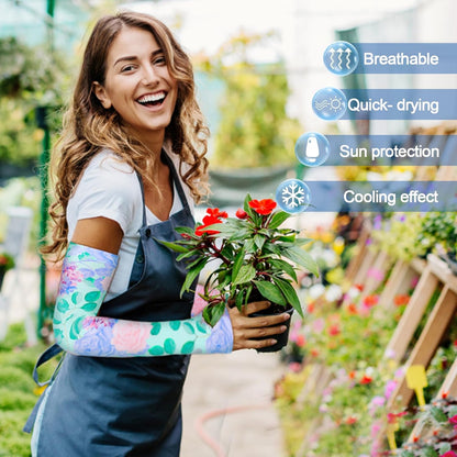 4 Pairs Gardening Sleeves Anti-Slip Arm Protection with Thumb Hole Sun Sleeve Cooling Arm Sleeves for Women Men Outdoor