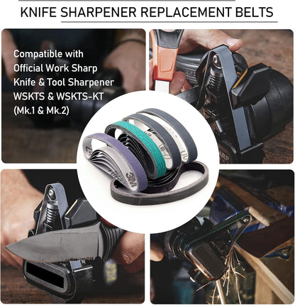 1 x 18 Inch Sanding Belts,Knife Sharpening Belt Kit Fits Work Sharp Blade Grinder Attachment of Ken Onion Edition Knife & Tool Sharpener,2 PCS Each of 120, 240, 400, 600,1000 2500 Grits,12-Pack
