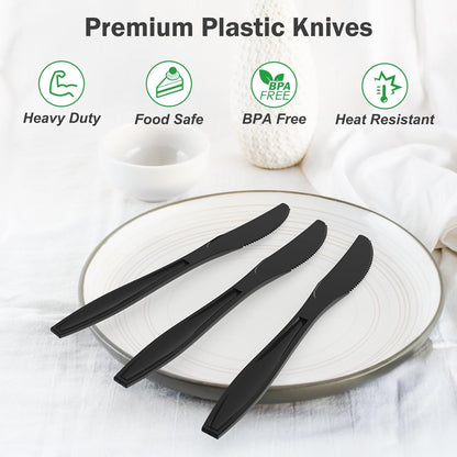 Dealusy 360 Count Extra Heavy Duty Clear Plastic Knives Disposable, BPA-Free, Heat Resistant, Solid and Durable Disposable Knives Bulk, Premium Plastic Knives heavy duty for Party Supply