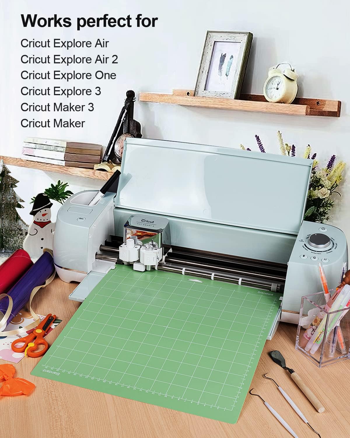 Gwybkq Cutting Mat, Compatible With Maker 3/Maker/Explore 3/Air 2/Air/One 12 Pack 12x12 Cut Mats Replacement Accessories Adhesive Sticky Green Cricket Standard Card