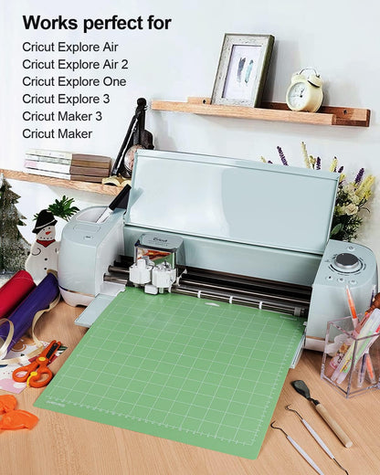 Gwybkq Cutting Mat, Compatible With Maker 3/Maker/Explore 3/Air 2/Air/One 12 Pack 12x12 Cut Mats Replacement Accessories Adhesive Sticky Green Cricket Standard Card