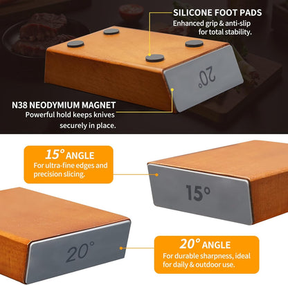 Deefeel Rolling Knife Sharpener Kit - Knife Sharpening with Diamonds for Razor Sharp Edges - Roller with Magnetic Holder with Multi Degrees Kitchen Home Outdoor (Brown-Straight tube knife sharpener)