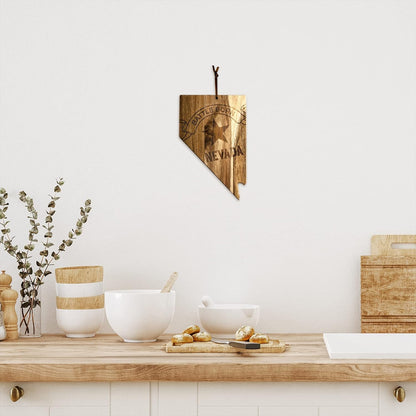 Totally Bamboo Rock & Branch Origins Series New York State Shaped Cutting Board and Charcuterie Serving Tray, Includes Hang Tie for Wall Display