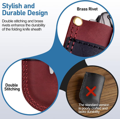 Leather Knife Sheath Belt Series - Durable, Well Made, Nice Leather, Easy and Quick Access to the Knife, Suitable for Most Folding Knives, Darkbrown
