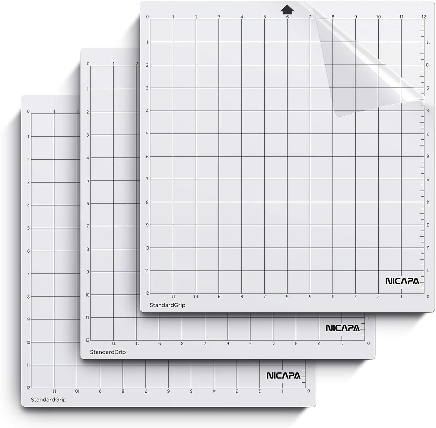 Cutting Mat for Silhouette Cameo 3/2/1 (Light-Grip,12x12 inch 3pack) Adhesive&Sticky Non-Slip Flexible Square Gridded Blue Cut Mats Replacement Accessories Set Matts Vinyl Craft Sewing