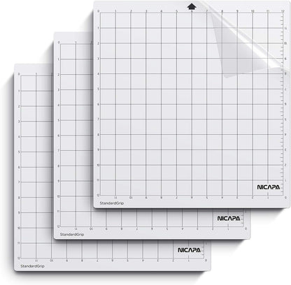 Cutting Mat for Silhouette Cameo 3/2/1 (Light-Grip,12x12 inch 3pack) Adhesive&Sticky Non-Slip Flexible Square Gridded Blue Cut Mats Replacement Accessories Set Matts Vinyl Craft Sewing